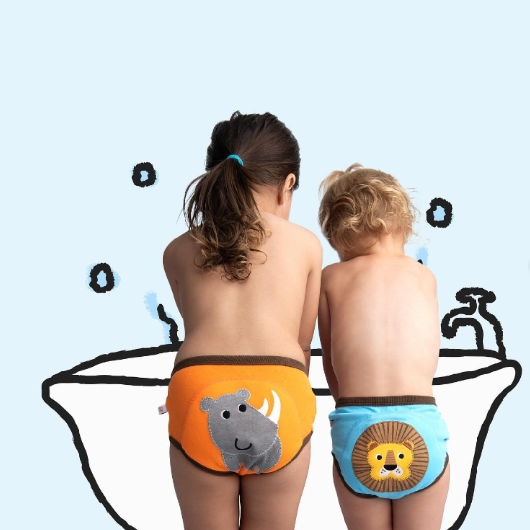 100% オーガニックコットン トイレトレーニングパンツ (3枚セット) サファリの仲間(サイ|ライオン|サル)90cm/100cm