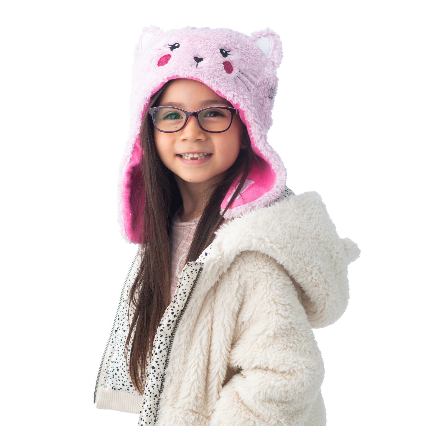 ベビー用 リバーシブル シェルパハット|冬の防寒にぴったりのふわふわ帽子|ネコ/お姫様