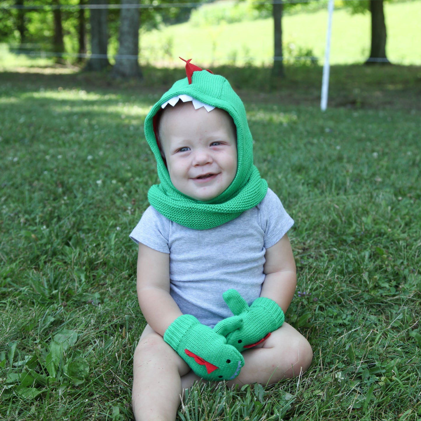 フード付きネックウォーマー&ニットミトンセット