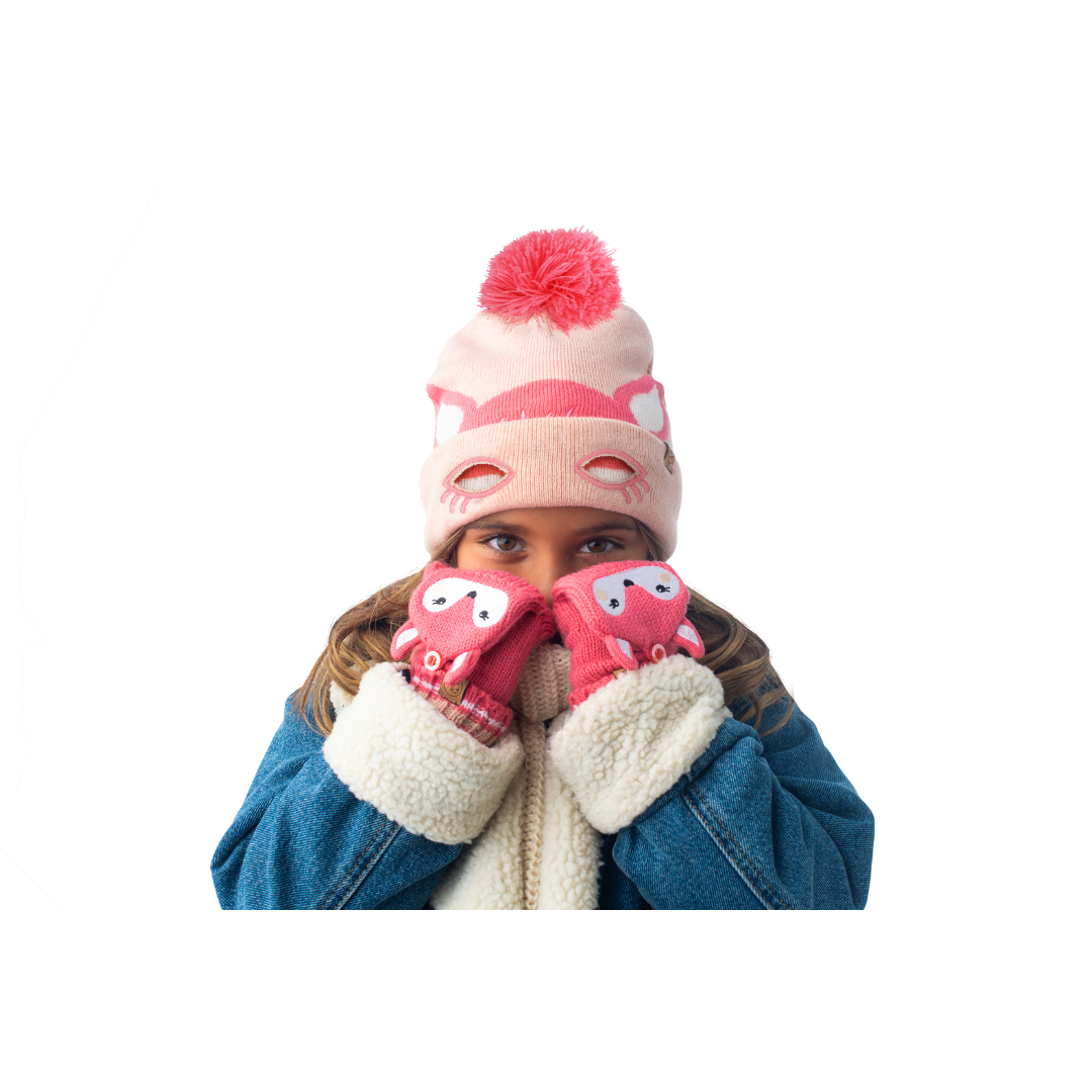 フラップジャックキッズ フラップ付きニットグローブ シカ 着用写真