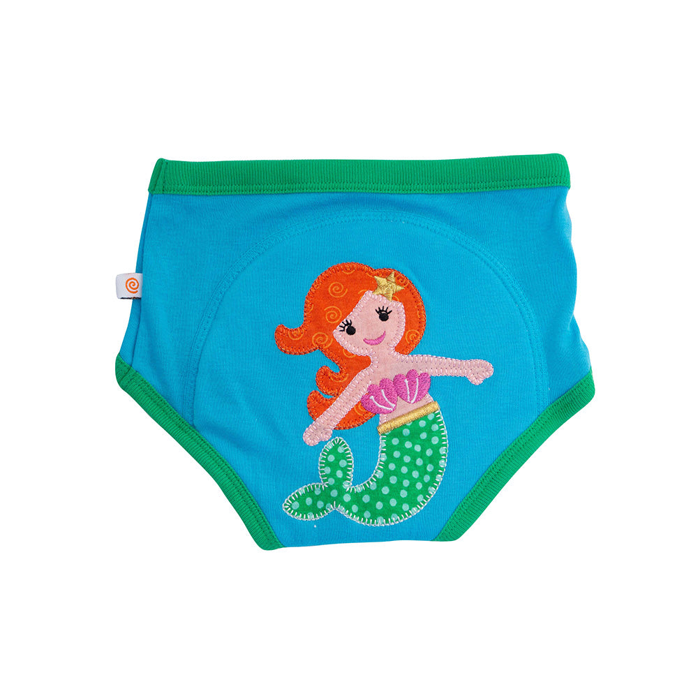 ズーキ―二 トレーニングパンツ トイレトレーニング オーガニックコットン ブルー 青 人魚 マーメイド 後ろ バック おとぎ話の仲間