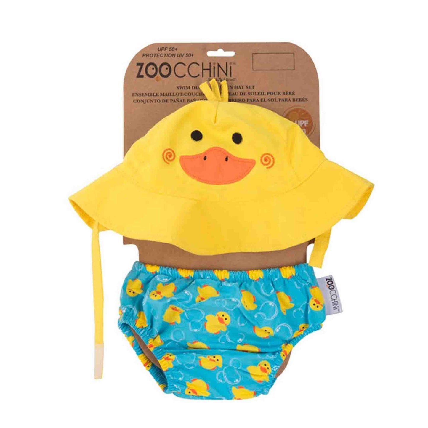 UVカット率99% 水遊びパンツとサンハットのセット アヒルのパドル