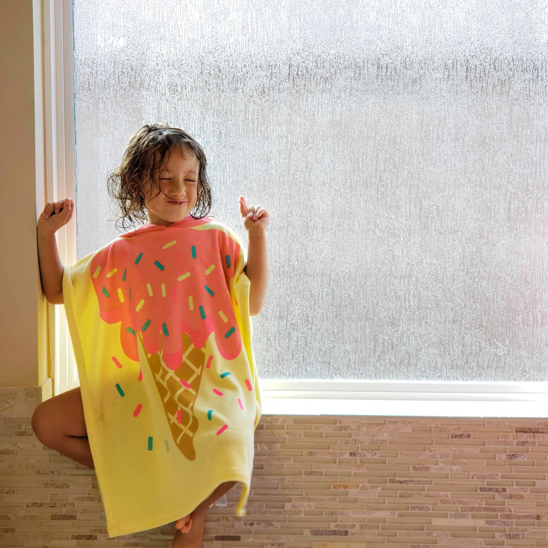 タオル地 フード付きポンチョ アイスクリーム ユースクリーム