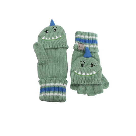 フラップジャックキッズ　フラップ付きニットミトン　恐竜