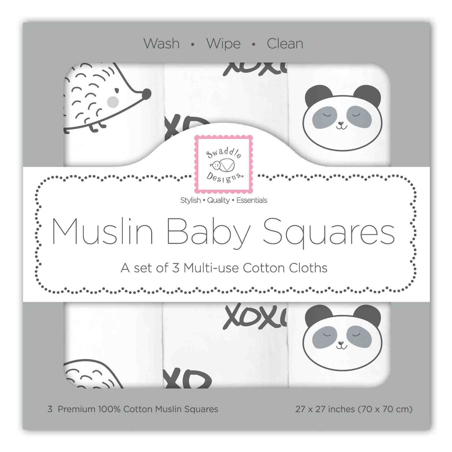 コットンニット ベビーパジャマ＆モスリンおくるみ3枚入りセット（新生児）