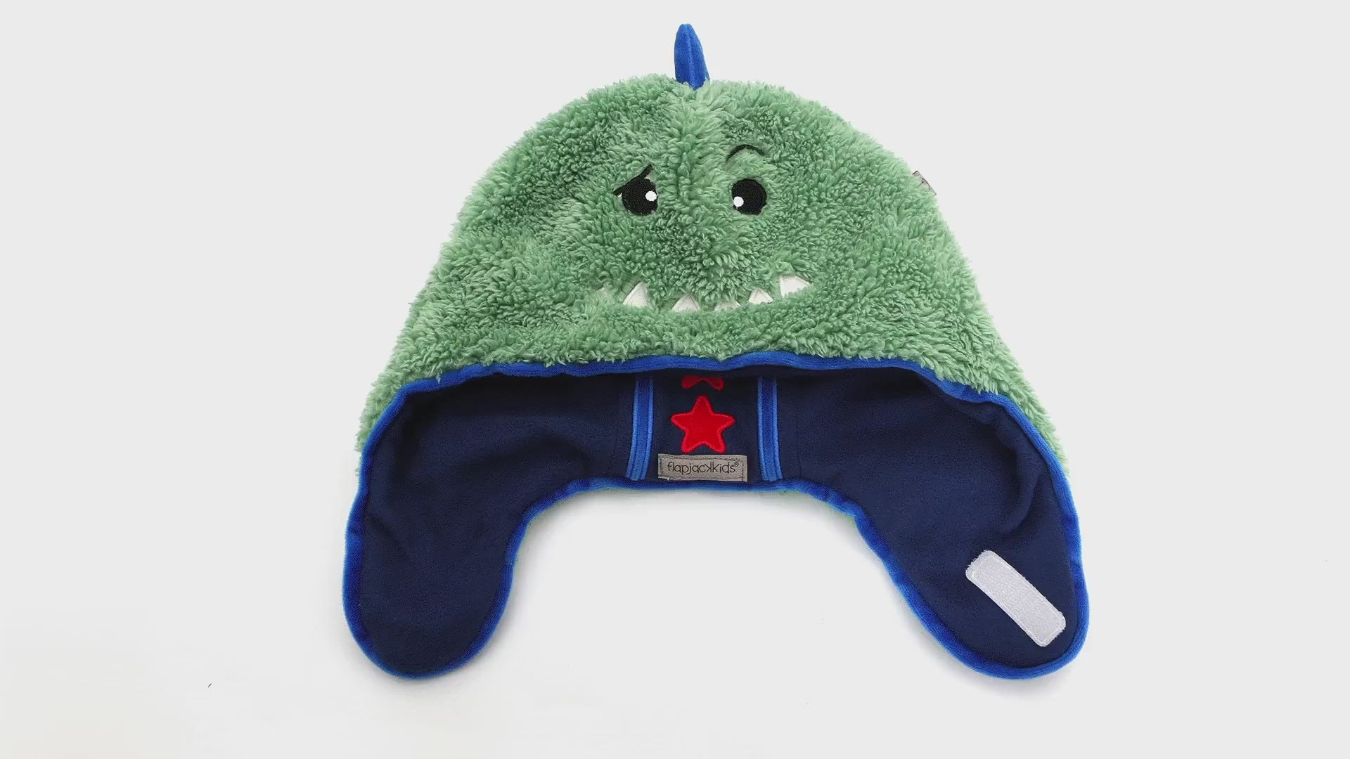 動画を読み込む: フラップジャックキッズ　リバーシブル　シェルパハット　恐竜　宇宙飛行士　動画　